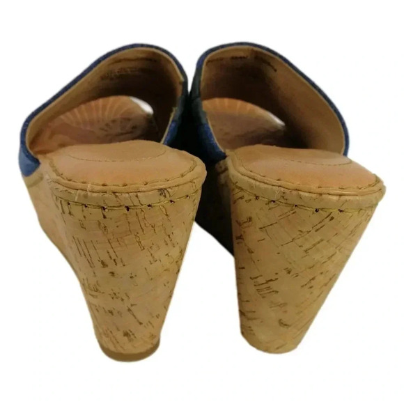 Born Sandals Blue Denim Size 10 M Eugenia  Cork Wedge Open Toe New - Picture 4 of 8